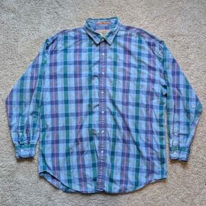 VTG American Terrain by Robert Pfitz Plaid Long Sleeve Button Up Shirt Men's XL